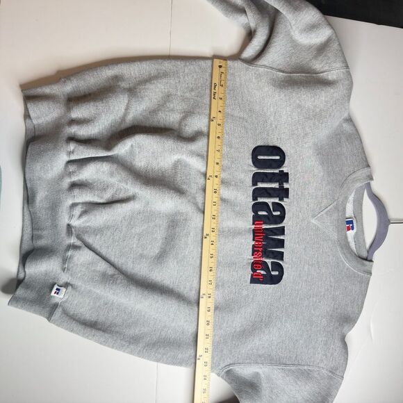 Vtg Russell Ottawa University Sweatshirt Mens XL Gray Embroidered Made USA READ - Picture 7 of 10
